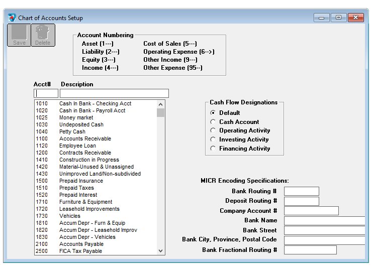 Chart Of Accounts Numbering Canada