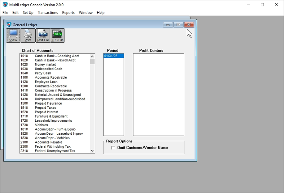 general ledger screen