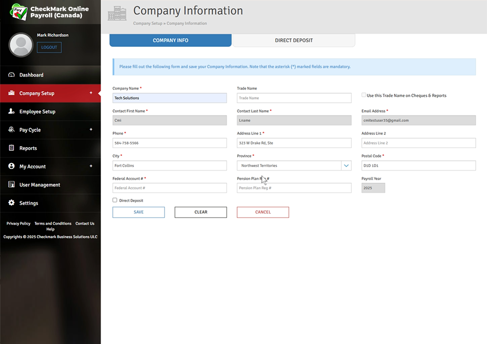 payroll company information
