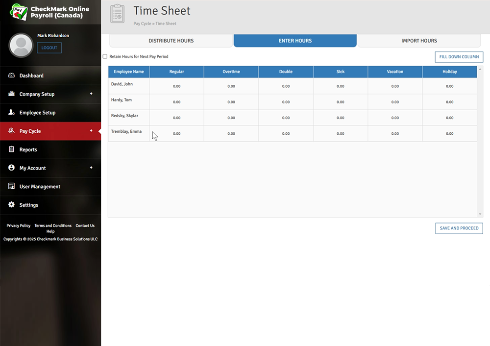 payroll hours